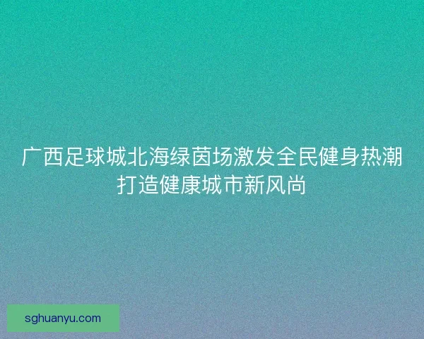 广西足球城北海绿茵场激发全民健身热潮打造健康城市新风尚