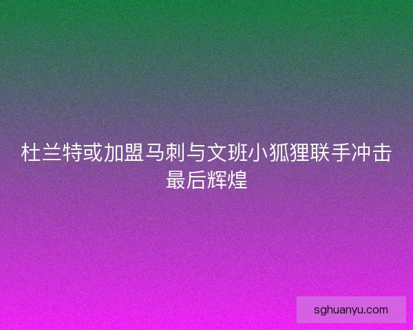 杜兰特或加盟马刺与文班小狐狸联手冲击最后辉煌