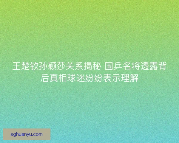 王楚钦孙颖莎关系揭秘 国乒名将透露背后真相球迷纷纷表示理解